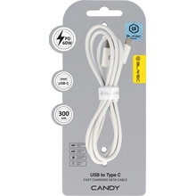 Blavec CCA-UC3W30 Candy Braided USB-A - USB-C PD 60W, 3m, bílý