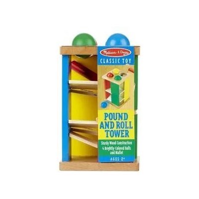 Melissa & Doug Дървена кула с топчета и чук, 000772135597