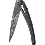 DEEJO 1gc107 tattoo black carbon / Ултралеко джобно ножче с карбонова дръжка и татуировка (1gc107)