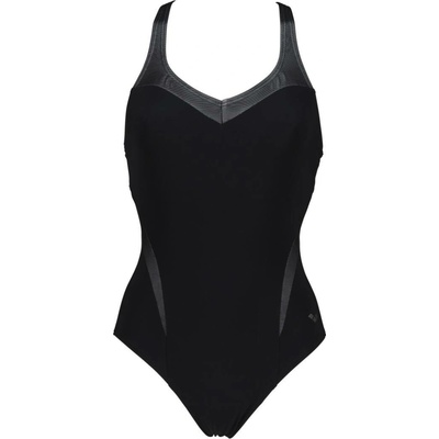 Arena ISABEL LIGHT CROSS BACK ONE PIECE čierna tmavo sivá