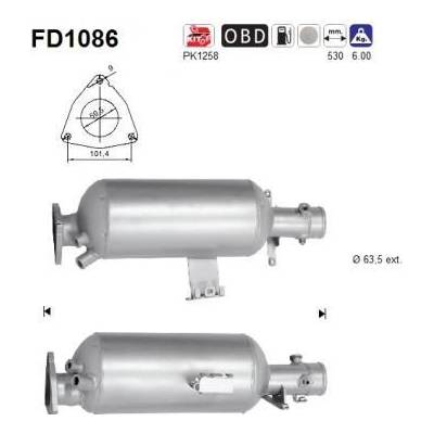Filtr sazových částic, výfukový systém AS FD1086