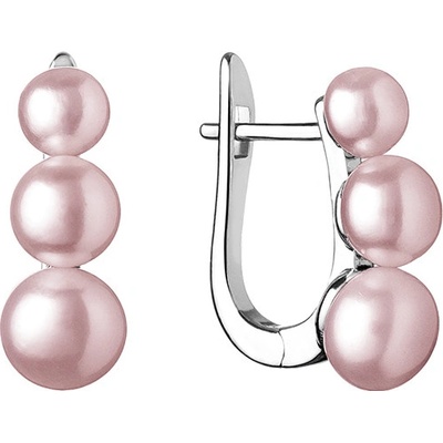 Eppi Strieborné visiace náušnice s tromi levanduľovými perlami Arely E40666