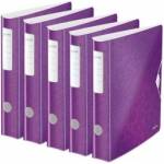 Leitz quality folder 180° Active WOW, pack of 5, A4, narrow, rounded spine, 6.5 cm wide, elastic band closure, light polyfoam, plastic folder, WOW series, purple, 11070062