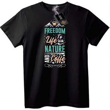 NOONEBRAND Тениска Свобода, природа, кафе - 2XL, Black