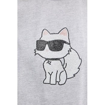 Karl Lagerfeld Памучна тениска Karl Lagerfeld дамска в сиво A3W17110 (A3W17110)