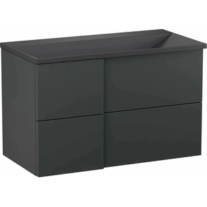 Krofam Комплект стенен шкаф Krofam Edge 90 см черен, вградена мивка Krofam Edge 90 см черна (138-0002+138-0521)