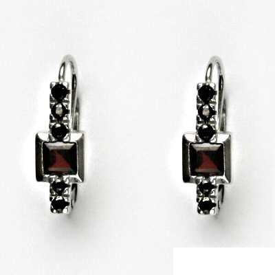 Čištín Zlaté náušnice, bílé i žluté zlato, přírodní granáty - VE 37