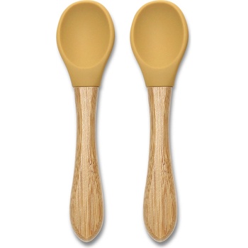 NATURAL Силиконови лъжички с бамбук Lorelli - Natural, 2 броя, Yellow (10230680001)