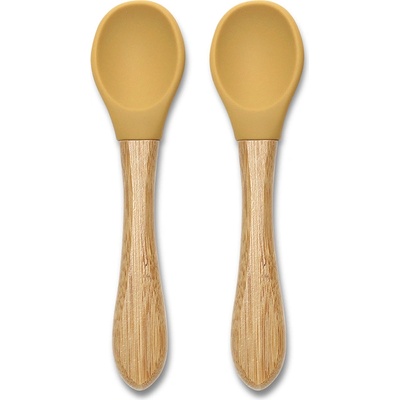 NATURAL Силиконови лъжички с бамбук Lorelli - Natural, 2 броя, Yellow (10230680001)
