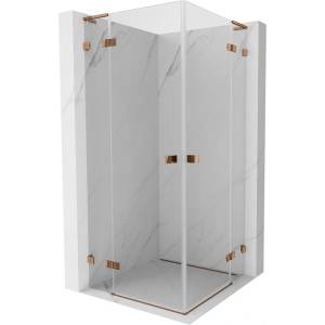 Mexen Lunar L Duo шарнирна душ кабина 120 x 120 см, прозрачна, розово злато - 834L-120L-120P-60-00 (834L-120L-120P-60-00)