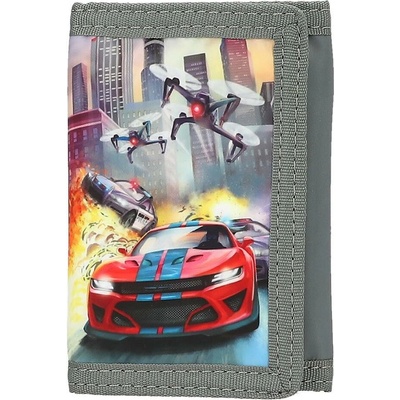 Látková peněženka na suchý zip Action World závodní auto