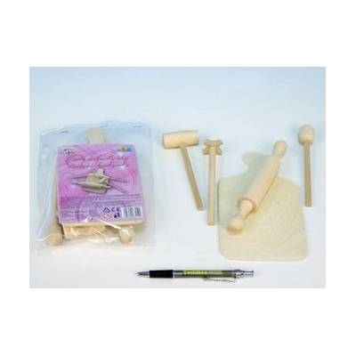 Teddies - Kuchyňské nádobí prkénko, váleček, palička dřevo 20cm v sáčku