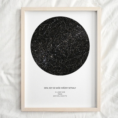 Jen tak z lásky Hviezdna mapa životného okamihu – váš originálny darček s hĺbkou. Rozměr plakátu: 30 × 40 cm (PDF e-mailem), Barva pozadí: Malý princ