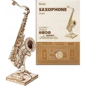 Robotime Drevené 3D puzzle Saxofón 136 ks