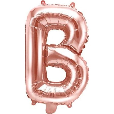 PartyDeco Fóliový balón písmeno B ružové zlato 35 cm
