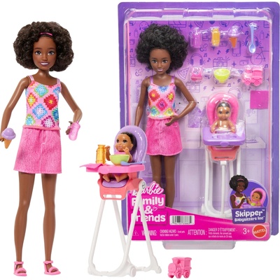 Barbie Opatrovateľka Skipper s bábätkom a jedálenskou stoličkou