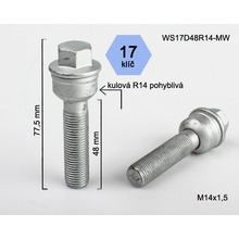 Šroub na kola M14x1,5x48 koule R14 pohyblivá, klíč 17