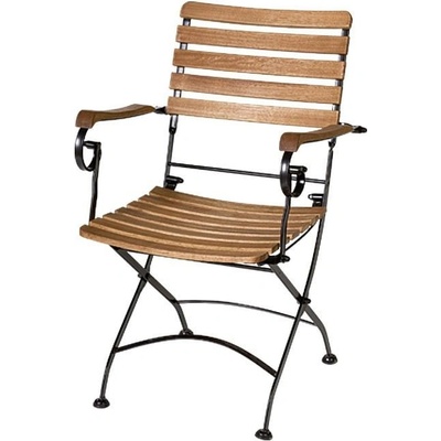 Sunfun Moni Zahradní židle s područkami, 55 x 57 x 88 cm, ocel, dřevo, přírodní 1302505