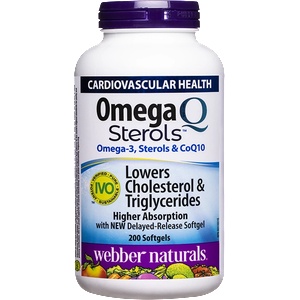 Webber Naturals Oмега-3, растителни стероли и коензим Q10 - Omega Q Sterols, 200 софтгел капсули (5283 WN)