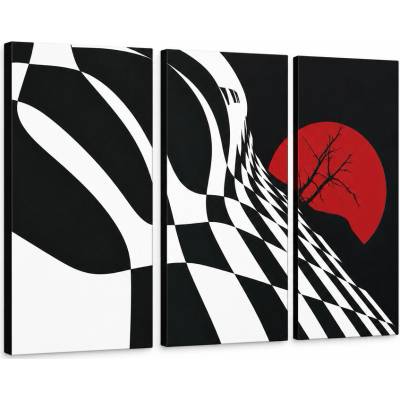 Ručne maľovaný POP Art obraz Abstract Chessboard - 120x80 cm