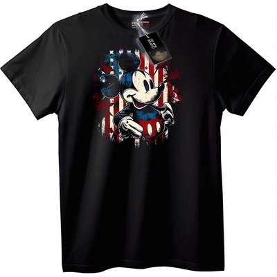 NOONEBRAND Тениска с Mickey Mouse и американско знаме - 3XL, White