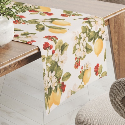 Biante bavlna behúň Sandra SA-777 Citróny a šípky na bielom 20x120 cm