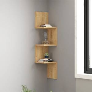 TopMebel Рафт за стена Zikzak TopMebel от меламин в цвят сапфирен дъб 25x25x105.4cm