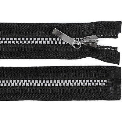 Prima-obchod Kostěný zip No 5 délka 80 cm čtvercové zuby, barva 1 (322) černá stříbrná