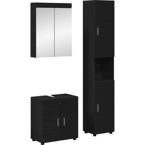 vidaXL Комплект мебели за баня TULUM 3 бр. Черно 60 x 34 x 63 см (3398035)