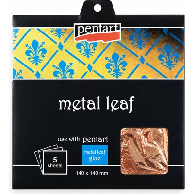 Pentart Metalická fólie 14 × 14 cm měděná 5 ks