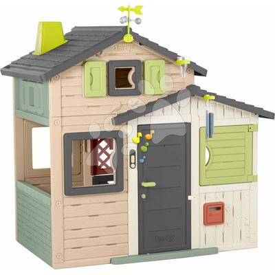 Smoby Domček Priateľov so zvončekom v natur farbách Friends House Evo Playhouse Life s meteorologickou stanicou