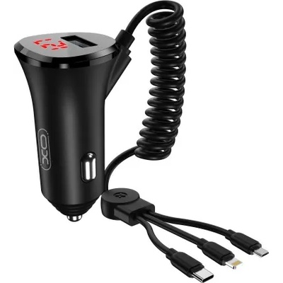 XO (Simple) Зарядно устройство за кола XO car charger, 3в1, 15W, 1.2m, XO-CC36