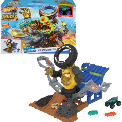 Hot Wheels Autodráha Monster Trucks Mega-Wrex versus Crushzilla v aréně