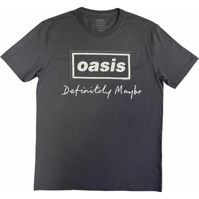 Oasis tričko Definitely Maybe Distressed Text logo Charcoal Grey
