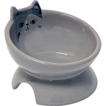 Image 1 of Nobby Съд за храна или вода купа, керамична, повдигната, kato, сива с черен принт - 250 мл nobby Германия 82491
