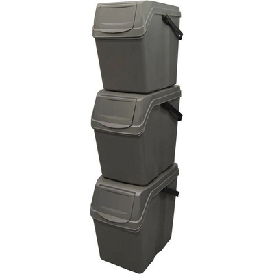 Prosperplast Sada 3 odpadkových košů SORTIBOX II šedý kámen 3 x 25 l