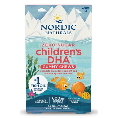 Nordic Naturals Children's DHA Gummy Chews, Рибено масло за деца 3+, Тропически плодове, 30 Gummies