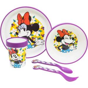 Stor Комплект за хранене с неплъзгаща основа Stor - Premium, Minnie Sunshine, 5 части (81285)