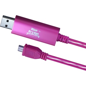 Blue Bridge Светещ USB кабел за устройства с microUSB порт - Blue Bridge Luminous microUSB Cable (розов)