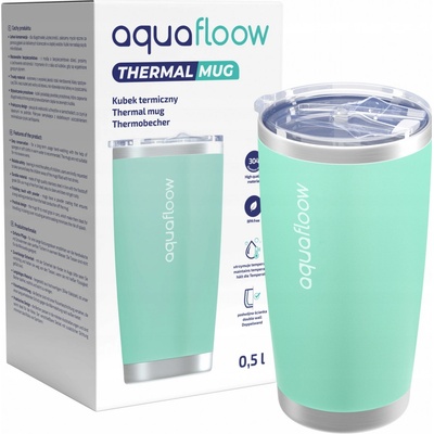 Aquafloow termohrnček 500 ml s viečkom z nehrdzavejúcej ocele zelený