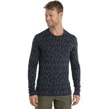 Icebreaker Mens Merino 200 Oasis LS Crewe First Snow, black /Loden/Aop