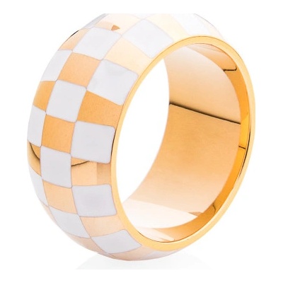 Franco Bene Pozlacený prsten se vzorem šachovnice 5898