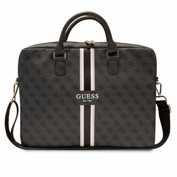 Image 1 of GUESS PU 4G Printed Stripes Laptop Bag 16 - луксозна дизайнерска чанта с дръжки и презрамка за преносими компютри до 16 инча (черен)