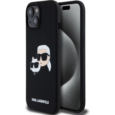 KARL LAGERFELD Заден капак от течен силикон с двойни глави Magsafe за iPhone 15 Pro Max Black Karl Lagerfeld Karl Lagerfeld | Cheren | ЖЕНИ | UNI