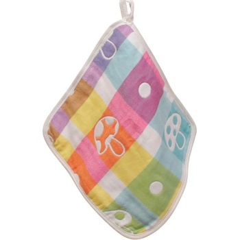 Квадратна кухненска кърпа с кариран десен и гъбки