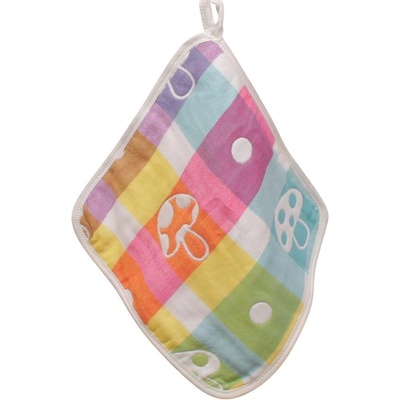 Квадратна кухненска кърпа с кариран десен и гъбки