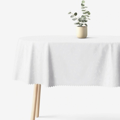 Goldea sváteční oválný teflonový ubrus bílý s velkými ornamenty 80x140cm