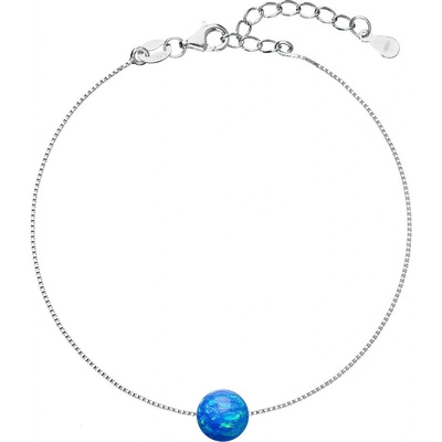 Pavona stříbrný se syntetickým opálem kulatý 13019.3 Blue s. Opal modrý