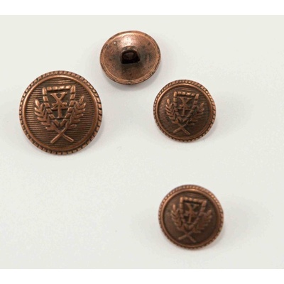 Kovový gombík klubový - matná medená - priemer 1,5 cm