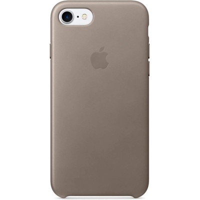 Apple iPhone Leather Case - оригинален кожен кейс (естествена кожа) за iPhone 8, iPhone 7 (светлосив)